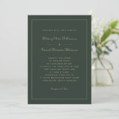 Elegant Schrift Emerald Groen Goud Formele Bruilof Kaart (Staand voorkant)