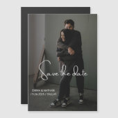 Elegant Schrift en Foto | Bewaar de Datum  Magnetische Uitnodiging (Voorkant / Achterkant)