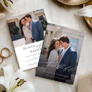 Elegant schrift en moderne foto save the date