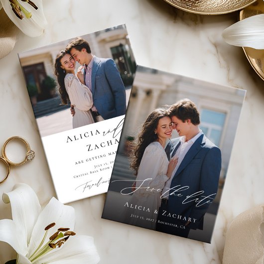 Elegant schrift en moderne foto save the date