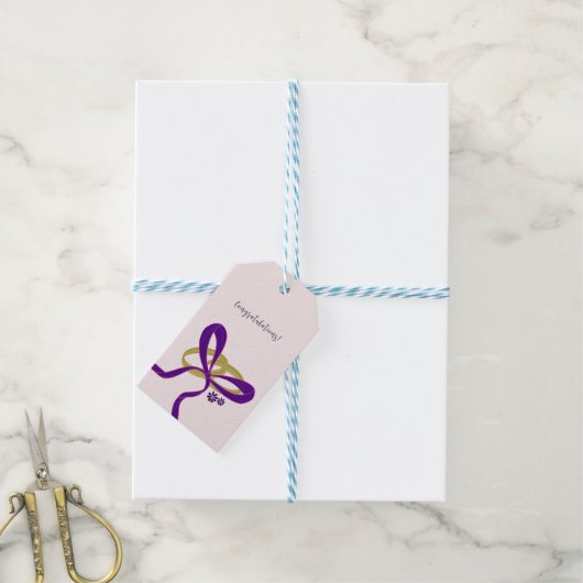 Elegant Schrift - Felicitaties met jullie Huwelijk Cadeaulabel (Met Touw)