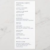 Elegant Schrift Frans Blauw Bloemendessin Trouwfee Programmakaart (Achterkant)