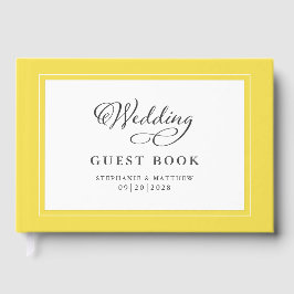 Elegant Schrift Geel Trouwgastenboek Trendy Gastenboek
