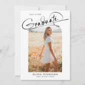 Elegant Schrift Graduatie Boog Foto Afstuderen Kaart (Voorkant)