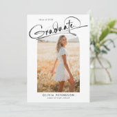 Elegant Schrift Graduatie Boog Foto Afstuderen Kaart (Staand voorkant)