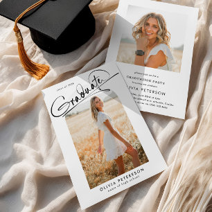 Elegant Schrift Graduatie Boog Foto Afstuderen Kaart