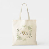 Elegant Schrift Groene Monogram Tote Bag (Achterkant)