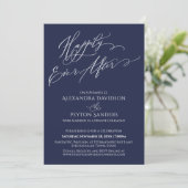 Elegant Schrift Happily Ever After Marine Ontvangs Kaart (Staand voorkant)