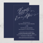 Elegant Schrift Happily Ever After Marine Ontvangs Kaart (Voorkant / Achterkant)