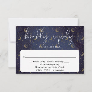 Elegant Schrift Hemels Mistiche Bruiloft RSVP Kaartje