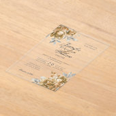 Elegant Schrift Huwelijk Goud Natuurlijk Rustiek B Acryl Uitnodigingen (Laagn)