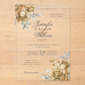Elegant Schrift Huwelijk Goud Natuurlijk Rustiek B Acryl Uitnodigingen (Voorkant)