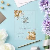 Elegant Schrift Huwelijk Goud Natuurlijk Rustiek B Acryl Uitnodigingen (Insitu (Huwelijk))