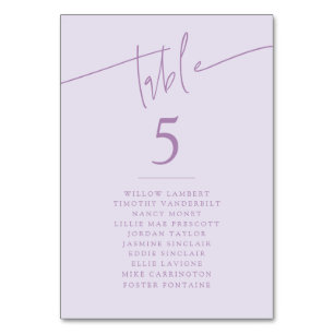 Elegant Schrift Huwelijk Paarse Tafelkaart Kaart