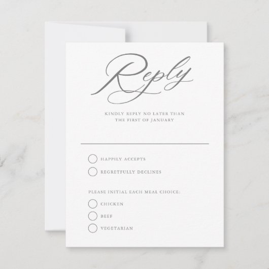 Elegant Schrift Huwelijk Witte Antwoord RSVP Kaart (Voorkant)
