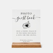 Elegant Schrift Huwelijksfoto Gastboek Acryl Bord (Voorkant)