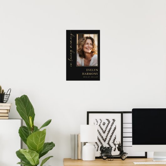 Elegant Schrift in Liefdevolle Herinnering Foto Fu Poster (Thuiskantoor)