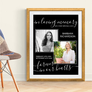 Elegant Schrift In Loving Memory 2 Foto Rouwkaart Poster