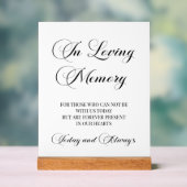 Elegant schrift 'In Loving Memory' Gedenkteken Acryl Bord (Neutraal)