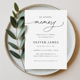Elegant Schrift in Loving Memory Uitvaart Kaart