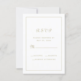Elegant Schrift Klasse Goud Wit Huwelijksbijlage RSVP Kaartje