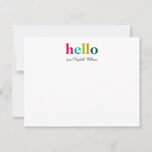 Elegant Schrift Kleurrijk Levendig Hallo Notitiekaartje (Voorkant)
