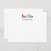 Elegant Schrift Kleurrijk Levendig Hallo Notitiekaartje (Voorkant / Achterkant)