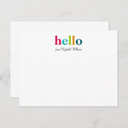 Elegant Schrift Kleurrijk Levendig Hallo Notitiekaartje (Voorkant / Achterkant)