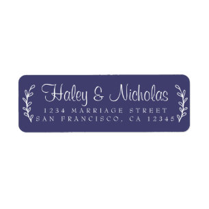 Elegant Schrift Landelijk Loof Huwelijks Retouradr Etiket