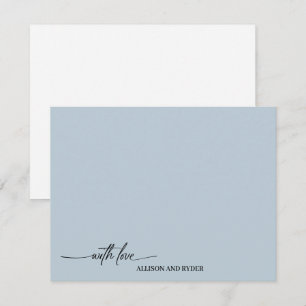 Elegant Schrift Lichtblauw Met Liefde Dank Je Wel Notitiekaartje