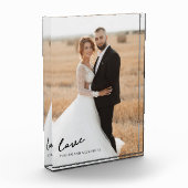 Elegant Schrift Liefde Bruid Bruidegom Foto Blok (Links)