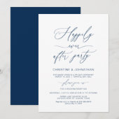 Elegant Schrift, Marineblauw, Trouw Elopement Kaart (Voorkant / Achterkant)