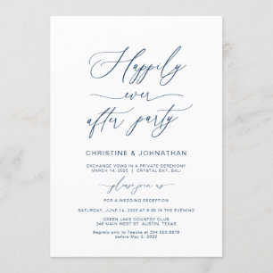 Elegant Schrift, Marineblauw, Trouw Elopement Kaart