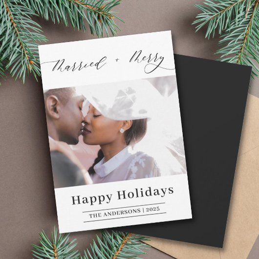 Elegant Schrift Merried Kerstmis Foto Kerstmis Feestdagenkaart