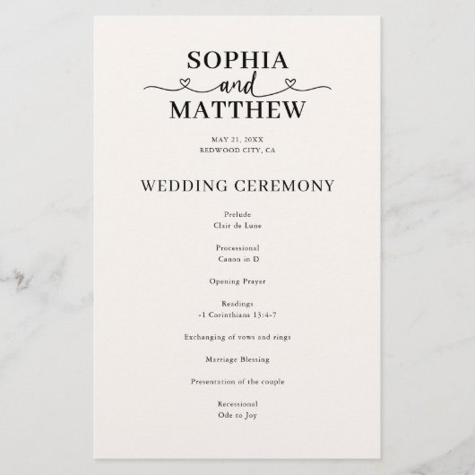 Elegant Schrift met Hart Trouwprogramma (Voorkant)
