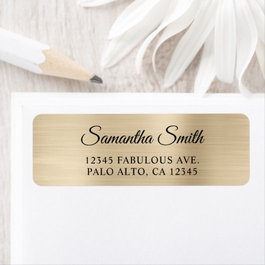 Elegant Schrift Metaal Champagne Etiket (Insitu)