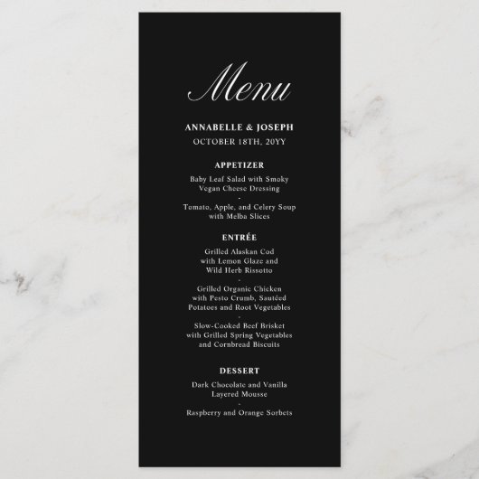 Elegant Schrift Minimalistisch Formeel Zwart Bruil Menu (Voorkant)