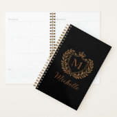 Elegant schrift Monogram Aangepaste Luxe Zwart Gou Planner (Display)