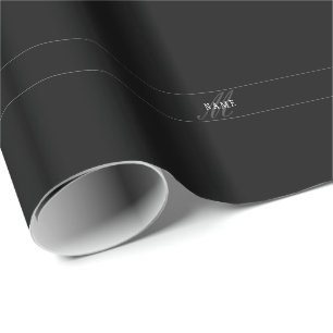 Elegant Schrift Monogram Bewerkbaar Zwart Grijs Wi Cadeaupapier