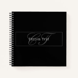 Elegant Schrift Monogram Bewerkbaar Zwart Grijs Wi Notitieboek
