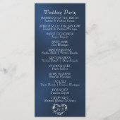 Elegant Schrift & Monogram - Blauwe Trouwkaart Programmakaart (Achterkant)
