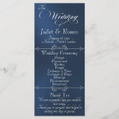 Elegant Schrift & Monogram - Blauwe Trouwkaart Programmakaart (Voorkant)