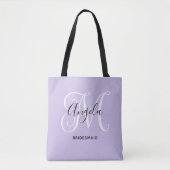 Elegant Schrift Monogram Bleek Lavendel Bruidsmeis Tote Bag (Voorkant)