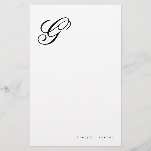 Elegant Schrift Monogram Persoonlijk Briefpapier (Voorkant)
