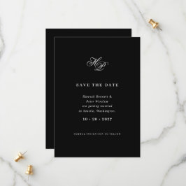 Elegant Schrift Monogram QR Code Foto Bruiloft Save The Date