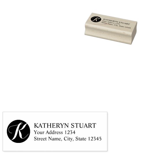 Elegant Schrift Monogram Retouradres Rubberstempel (Gestempeld)