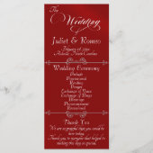 Elegant Schrift & Monogram - Rode Huwelijk Programmakaart (Voorkant)