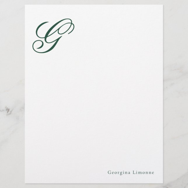 Elegant Schrift Monogram Smaragdgroene Briefhoofd (Voorkant)