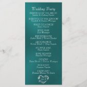 Elegant Schrift & Monogram - Turquoise Bruiloft Programmakaart (Achterkant)