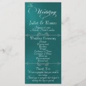 Elegant Schrift & Monogram - Turquoise Bruiloft Programmakaart (Voorkant)